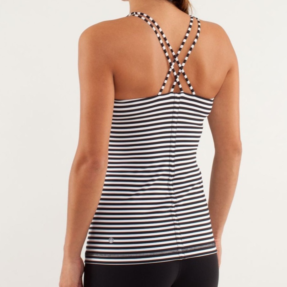 🖤 Lululemon free to be tank - classic stripe white black | size 4